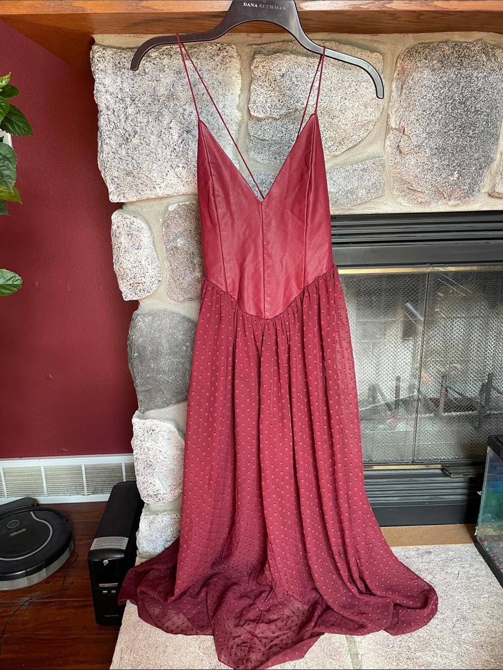 Free People Burgundy Wine Spaghetti-Strap Maxi Dress